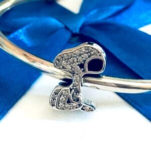 Snoopy crystals charm S925 Sterling Silver Pandora compatible